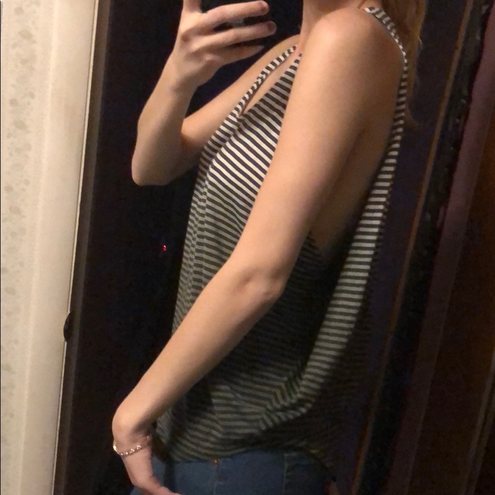 Green Striped Tank with opening